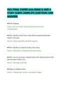 HCA FINAL PAPER 2026 EXAM Q AND A&NewLine;STUDY GUIDE COMPLETE QUESTIONS AND&NewLine;ANSWERS&NewLine;