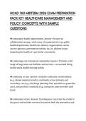 HCAD 760 MIDTERM 2026 EXAM PREPARATION&NewLine;PACK KEY HEALTHCARE MANAGEMENT AND&NewLine;POLICY CONCEPTS WITH SAMPLE&NewLine;QUESTIONS&NewLine;