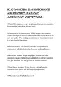 HCAD 760 MIDTERM 2026 REVISION NOTES&NewLine;AND STRUCTURED HEALTHCARE&NewLine;ADMINISTRATION OVERVIEW GUIDE&NewLine;