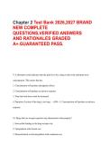 Chapter 2 Test Bank 2026&comma;2027 BRAND &NewLine;NEW COMPLETE  &NewLine;QUESTIONS&comma;VERIFIED ANSWERS &NewLine;AND RATIONALES GRADED &NewLine;A&plus;&period;GUARANTEED PASS&period; 