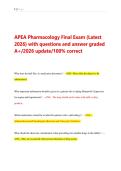 APEA Pharmacology Final Exam &lpar;Latest &NewLine;2026&rpar; with questions and answer graded &NewLine;A&plus;&sol;2026 update&sol;100&percnt; correct 
