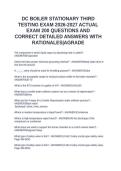 DC BOILER STATIONARY THIRD TESTING EXAM 2026-2027 ACTUAL EXAM 200 QUESTIONS AND CORRECT DETAILED ANSWERS WITH RATIONALES&vert;AGRADE