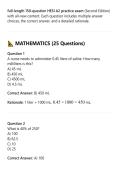 full-length 150-question HESI A2 practice exam &lpar;Second Edition&rpar;&NewLine;with all-new content&period; Each question includes multiple answer&NewLine;choices&comma; the correct answer&comma; and a detailed rationale