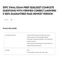 SFPC FINAL EXAM PREP 2026&sol;2027 COMPLETE QUESTIONS WITH VERIFIED CORRECT ANSWERS &vert;&vert; 100&percnt; GUARANTEED PASS NEWEST VERSION