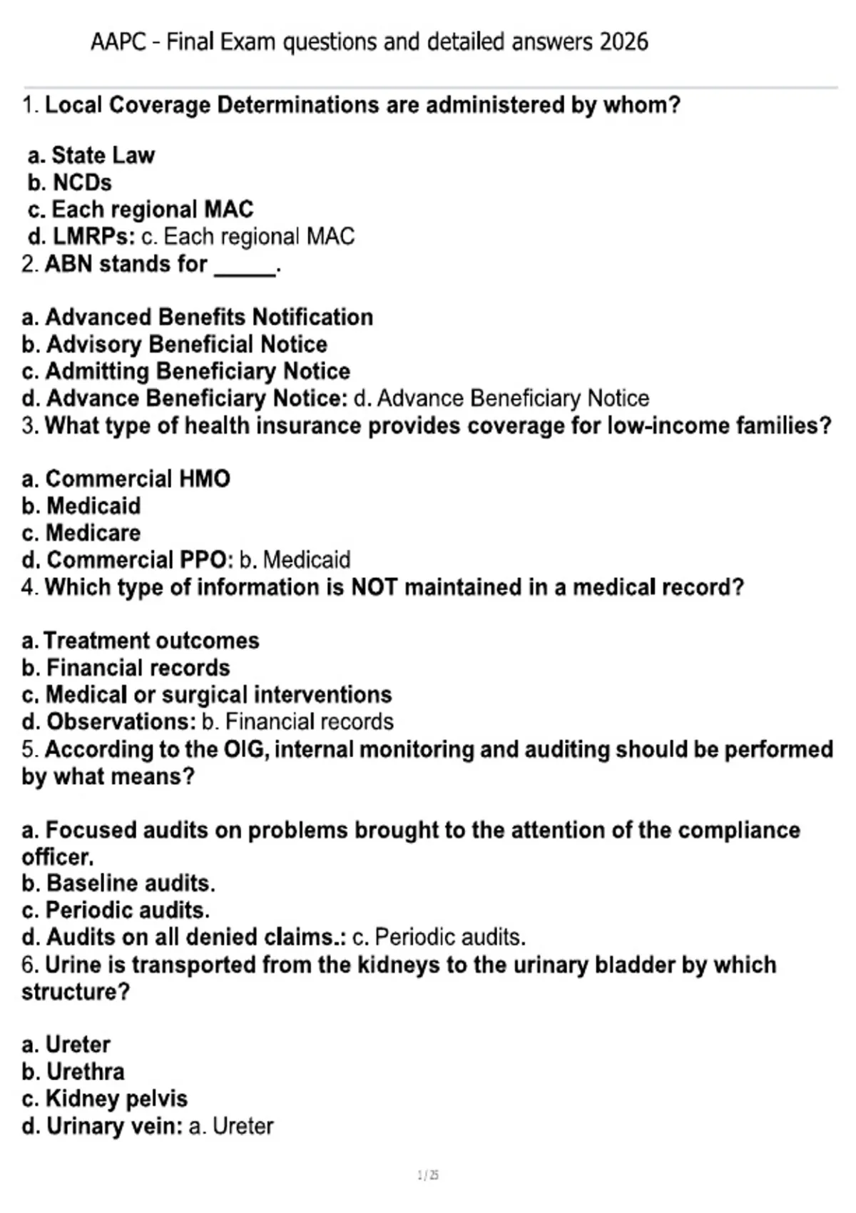 AAPC - Final Exam questions and detailed answers 2026 - AAPC - Stuvia US