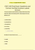 CSCI 240 Final Exam Questions and &NewLine;Correct Verified Answers Latest &NewLine;Version