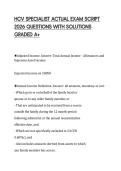 HCV SPECIALIST ACTUAL EXAM SCRIPT&NewLine;2026 QUESTIONS WITH SOLUTIONS&NewLine;GRADED A&plus;&NewLine;