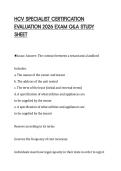 HCV SPECIALIST CERTIFICATION&NewLine;EVALUATION 2026 EXAM Q&A STUDY&NewLine;SHEET&NewLine;