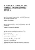 HCV SPECIALIST EXAM SCRIPT FINAL&NewLine;PAPER 2026 SOLVED QUESTION SET&NewLine;GRADED A&plus;