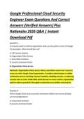 Google Professional Cloud Security &NewLine;Engineer Exam Questions And Correct &NewLine;Answers &lpar;Verified Answers&rpar; Plus &NewLine;Rationales 2026 Q&A &vert; Instant &NewLine;Download Pdf 