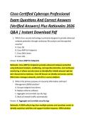 Cisco Certified Cyberops Professional &NewLine;Exam Questions And Correct Answers &NewLine;&lpar;Verified Answers&rpar; Plus Rationales 2026 &NewLine;Q&A &vert; Instant Download Pdf 