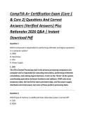 CompTIA A&plus; Certification Exam &lpar;Core 1 &NewLine;& Core 2&rpar; Questions And Correct &NewLine;Answers &lpar;Verified Answers&rpar; Plus &NewLine;Rationales 2026 Q&A &vert; Instant &NewLine;Download Pdf 