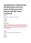 CompTIA Network&plus; Certification Exam &NewLine;&lpar;N10-009&rpar; Questions And Correct &NewLine;Answers &lpar;Verified Answers&rpar; Plus &NewLine;Rationales 2026 Q&A &vert; Instant &NewLine;Download Pdf