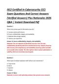ISC2 Certified In Cybersecurity &lpar;CC&rpar; &NewLine;Exam Questions And Correct Answers &NewLine;&lpar;Verified Answers&rpar; Plus Rationales 2026 &NewLine;Q&A &vert; Instant Download Pdf 