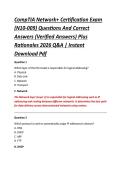 CompTIA Network&plus; Certification Exam &NewLine;&lpar;N10-009&rpar; Questions And Correct &NewLine;Answers &lpar;Verified Answers&rpar; Plus &NewLine;Rationales 2026 Q&A &vert; Instant &NewLine;Download Pdf 
