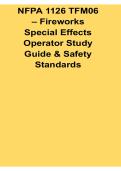 NFPA 1126 TFM06 Fireworks Special Effects Operator Study Guide Safety Standards Exam Review Test Bank with Solution 2025&sol; 2026