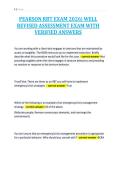 PEARSON RBT EXAM 2026&vert; WELL&NewLine;REVISED ASSESSMENT EXAM WITH&NewLine;VERIFIED ANSWERS&NewLine;