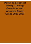 OSHA 10 Electrical Safety Training Questions and Answers Study Guide Workplace Compliance Exam Review Test Bank with Solution 2026&sol; 2027