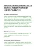 HEALTH AND LIFE INSURANCE EXAM 2026 LIFE&NewLine;INSURANCE PRODUCTS PRACTICE SET&NewLine;ANSWERS FULL SOLUTION&NewLine;