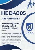 HED4805 ASSIGNMENT 2 2026 &ast;COMPLETE ANSWERS&ast; DUE DATE 26 JUNE 2026 &lpar;BEST ANSWERS FOR THIS ASSIGNMENT&rpar;