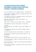 LICENSE INSTRUCTOR&sol; LICENSE EXAMINER COURSE QUESTIONS AND CORRECT VERIFIED ANSWERS