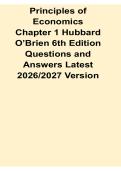 Principles of Economics Chapter 1 Hubbard O&rsquo;Brien 6th Edition Questions and Answers Study Guide Latest 2026&sol; 2027 Economics Exam Review Test Bank with Solution