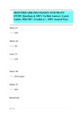 FRONTIER AIRLINES FLIGHT ATTENDANT&NewLine;STUDY Questions & 100&percnt; Verified Answers &vert; Latest&NewLine;Update 2026&sol;2027 &vert; Graded A&plus; &vert; 100&percnt; Assured Pass&period;