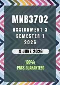 MNB3702 Assignment 3 Semester 1 2026 Memo &vert; Due Date 4 June 2026