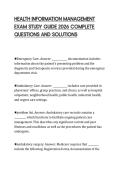HEALTH INFORMATION MANAGEMENT&NewLine;EXAM STUDY GUIDE 2026 COMPLETE&NewLine;QUESTIONS AND SOLUTIONS