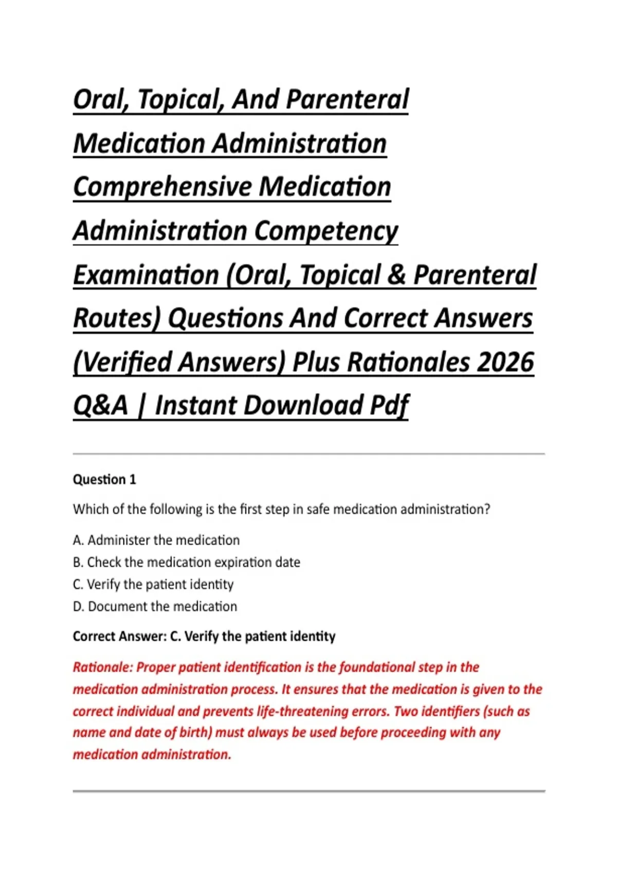 Oral, Topical, And Parenteral Medication Administration Comprehensive ...