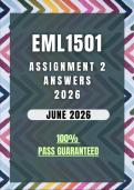EML1501 Assignment 2 2026 Memo &vert; Due Date June 2026