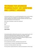 TESTBANK FOR ADVANCED PHARMACOLOGY 165 QUESTIONS AND CORRECT ANSWERS