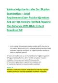 Yakima Irrigation Installer Certification &NewLine;Examination &mdash; Local &NewLine;RequirementsExam Practice Questions &NewLine;And Correct Answers &lpar;Verified Answers&rpar; &NewLine;Plus Rationale 2026 Q&A&vert; Instant &NewLine;Download Pdf  