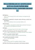 HEALTHSTREAM ICU KNOWLEDGE&NewLine;ACTUAL EXAM PAPER 2026&NewLine;QUESTIONS WITH ANSWERS GRADED&NewLine;A&plus;