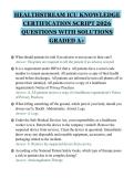 HEALTHSTREAM ICU KNOWLEDGE&NewLine;CERTIFICATION SCRIPT 2026&NewLine;QUESTIONS WITH SOLUTIONS&NewLine;GRADED A&plus;&NewLine;