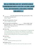 HEALTHSTREAM ICU KNOWLEDGE&NewLine;COMPREHENSIVE STUDY GUIDE 2026&NewLine;FULL QUESTIONS AND SOLUTIONS&NewLine;GRADED A&plus;&NewLine;