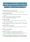 HEALTHSTREAM ICU KNOWLEDGE&NewLine;FINAL TEST 2026 QUESTIONS WITH&NewLine;CORRECT ANSWERS GRADED A&plus;