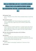 HEALTHSTREAM ICU KNOWLEDGE&NewLine;PRACTICE EXAMINATION 2026&NewLine;QUESTIONS WITH ANSWERS GRADED&NewLine;A&plus;&NewLine;