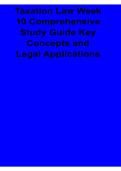 Taxation Law Week 10 Comprehensive Study Guide Key Concepts and Legal Applications Latest 2026&sol; 2027 Tax Law Exam Review Test Bank with Solution