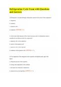 Refrigeration Cycle Exam with Questions and Answers