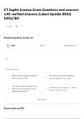 CT Septic License  Exam Questions and answers with verified Answers &lpar;Latest Update 2026&rpar; UPDATE&excl;&excl; 