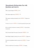 Massachusetts Refrigeration Test with Questions and Answers