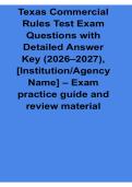 Texas Commercial Rules Test Exam Questions with Detailed Answer Key 2026&sol; 2027 Institution Agency CDL Exam Review Test Bank with Solution