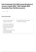 End of Semester Test 2026 Actual Questions & Answers &lpar;Latest 2026 &sol; 2027 Update&rpar; 100&percnt; Guarantee Pass &lpar;Verified Answers&rpar;