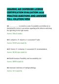 HEARING AID DISPENSER LICENSE&NewLine;CERTIFICATION EVALUATION 2026&NewLine;PRACTICE QUESTIONS AND ANSWERS&NewLine;FULL SOLUTION VIEW
