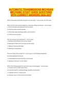 AUTOMATIC TRANSMISSIONS MICHIGAN MECHANIC STUDY GUIDE QUESTIONS WITH CORRECT ANSWERS 2026-2027&NewLine;