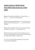HEARTCODE BLS CERTIFICATION&NewLine;EVALUATION 2026 EXAM Q&A STUDY&NewLine;SHEET