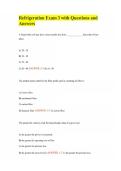 Refrigeration Exam 3 with Questions and Answers
