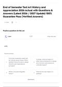 End of Semester Test Art History and Appreciation 2026 Actual with Questions & Answers &lpar;Latest 2026 &sol; 2027 Update&rpar; 100&percnt; Guarantee Pass &lpar;Verified Answers&rpar;