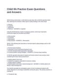 Child life Practice Exam Questions and Answers